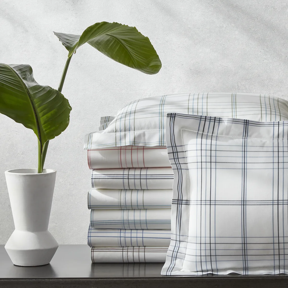 Schumacher August Plaid Standard Pillowcases in Sea (MSC030SCASSC)