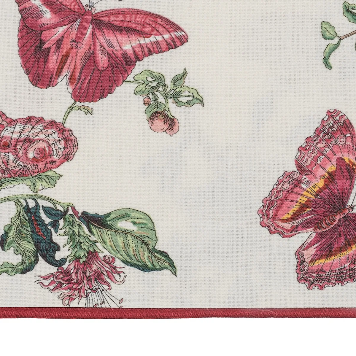 Schumacher Baudin Butterfly Linen Sleep Shirt in Ruby