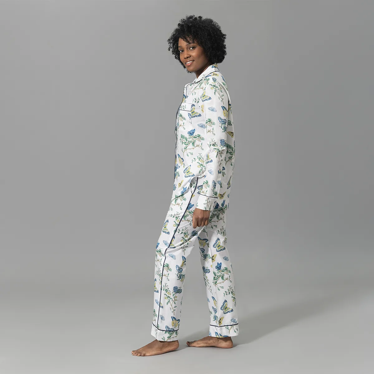 Schumacher Baudin Butterfly Pajama Set in Prussian Blue