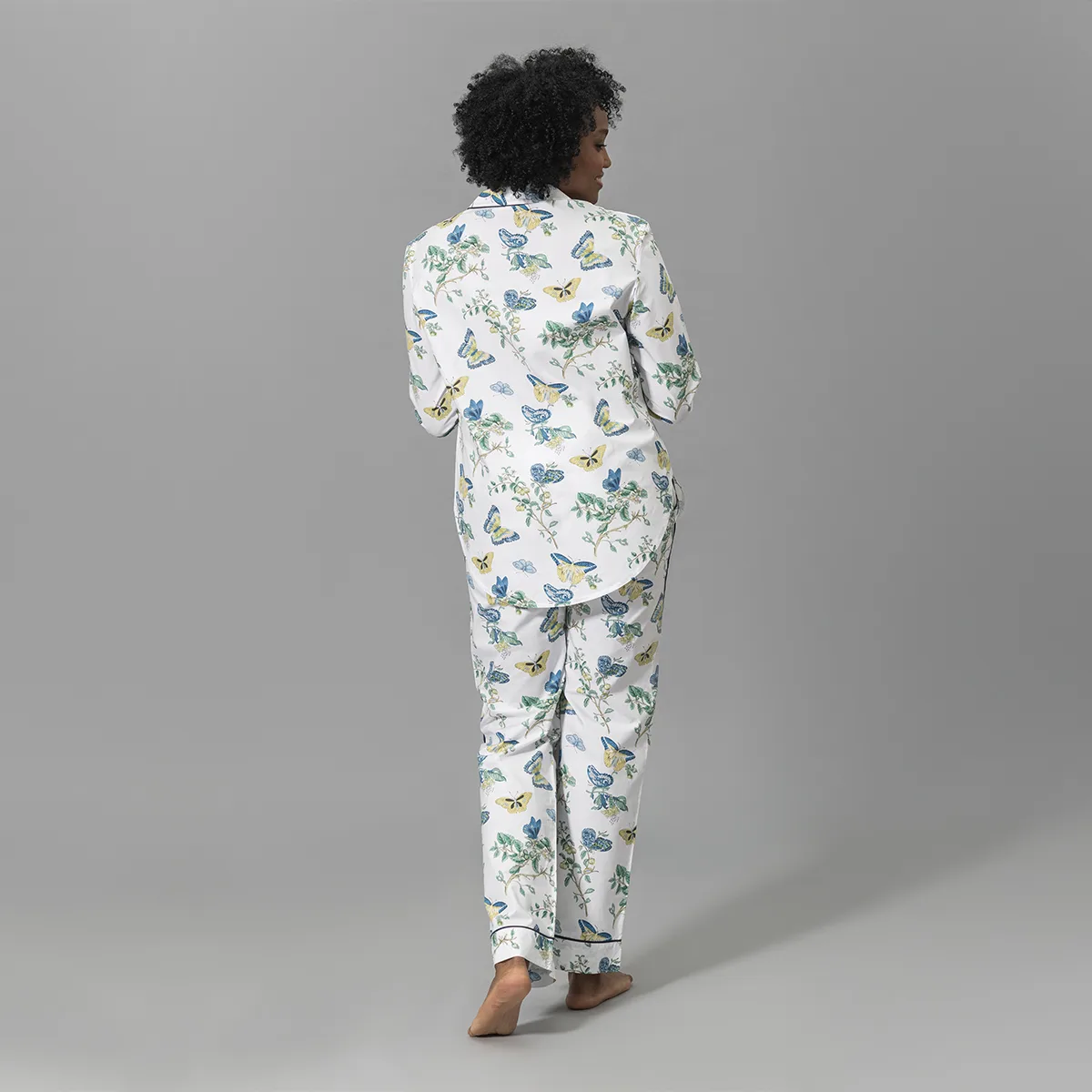 Schumacher Baudin Butterfly Pajama Set in Prussian Blue