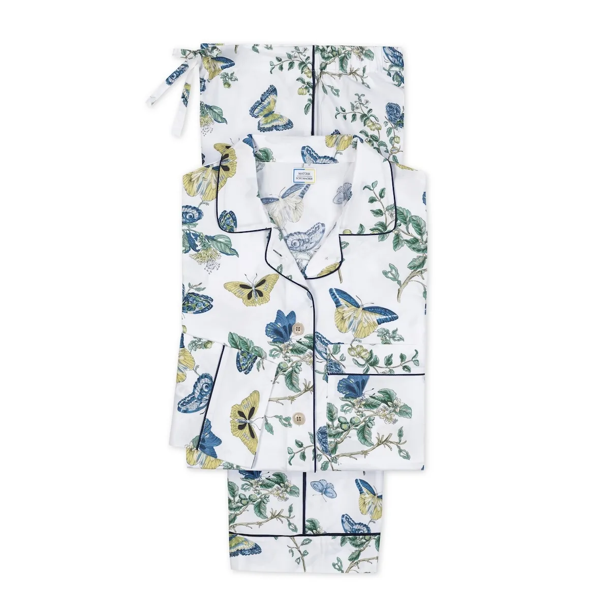 Schumacher Baudin Butterfly Pajama Set in Prussian Blue