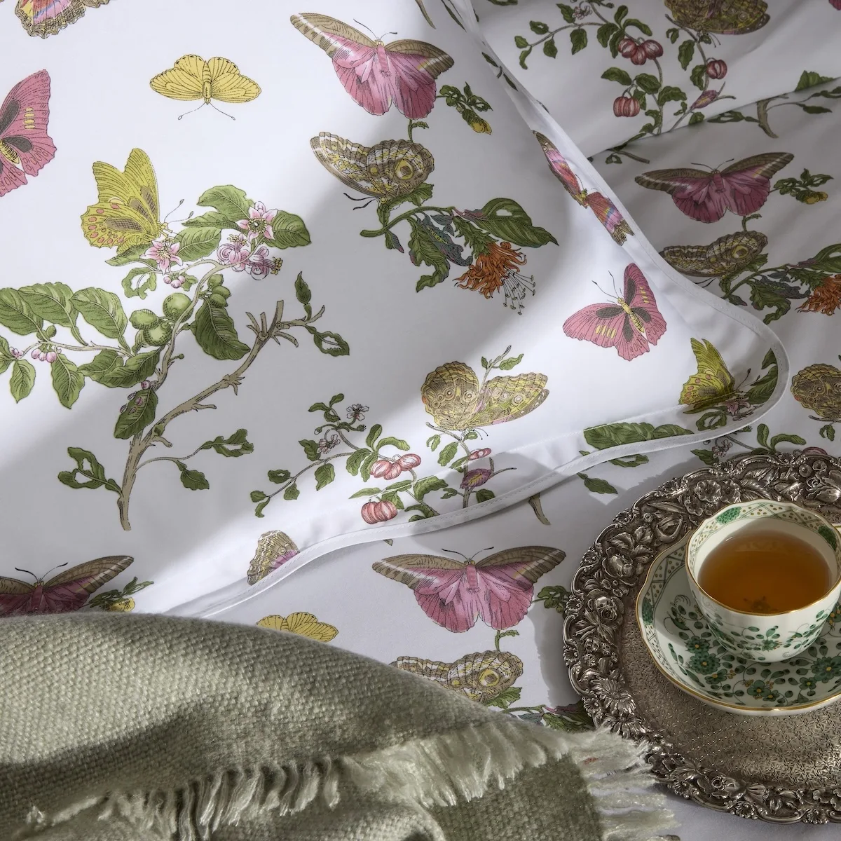 Schumacher Baudin Butterfly Pillowcase Pair in Pink