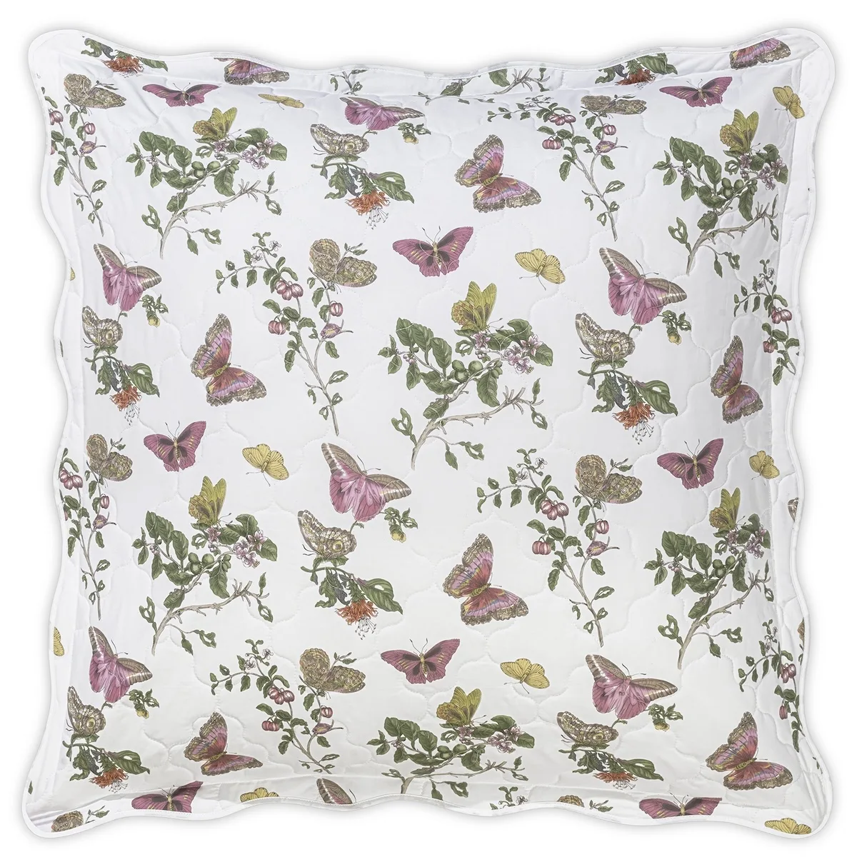 Schumacher Baudin Butterfly Quilted Sham in Pink