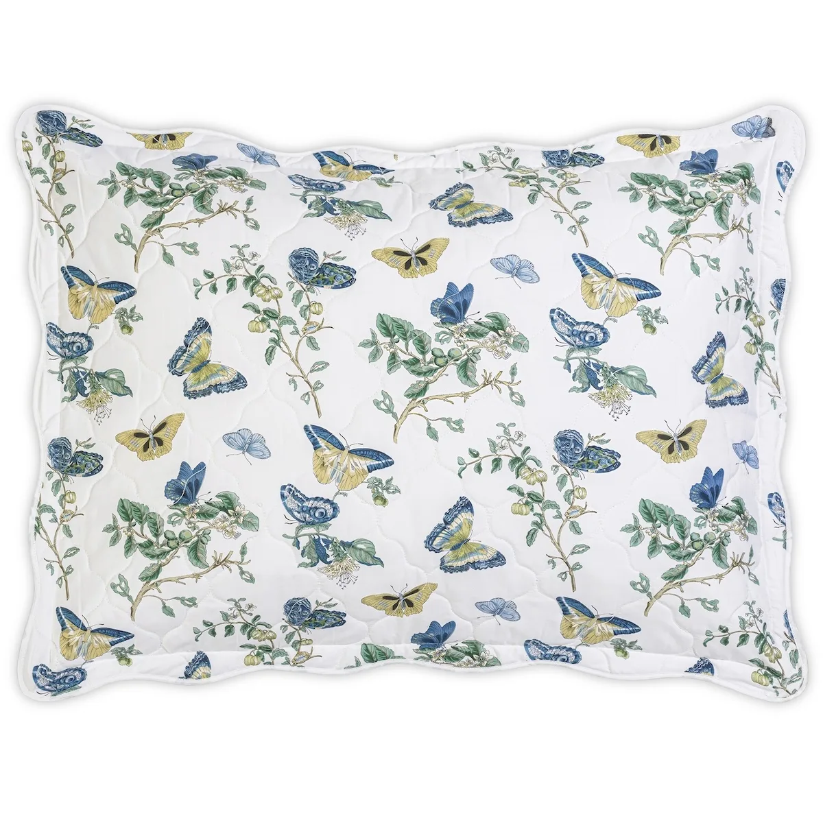 Schumacher Baudin Butterfly Quilted Sham in Prussian Blue