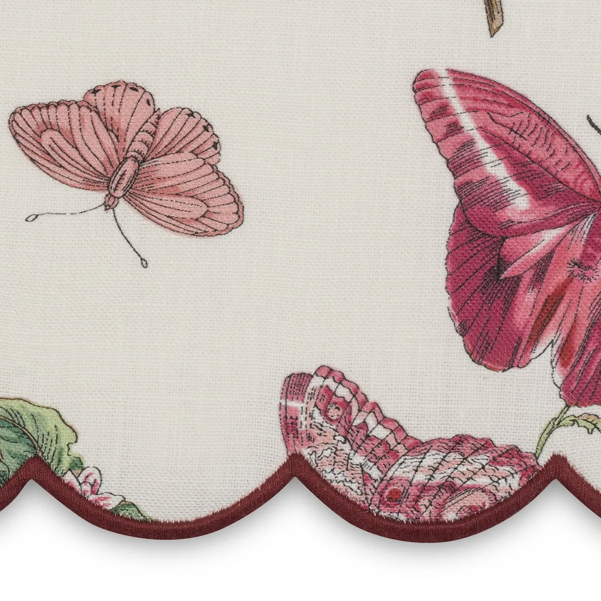 Schumacher Baudin Butterfly Tissue Box Cover in Ruby Linen (MSC060TISSUER1)