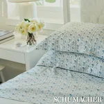 Cabanon Stripe Flat Sheet - Blue Schumacher Cabanon Stripe Flat Sheet in Blue