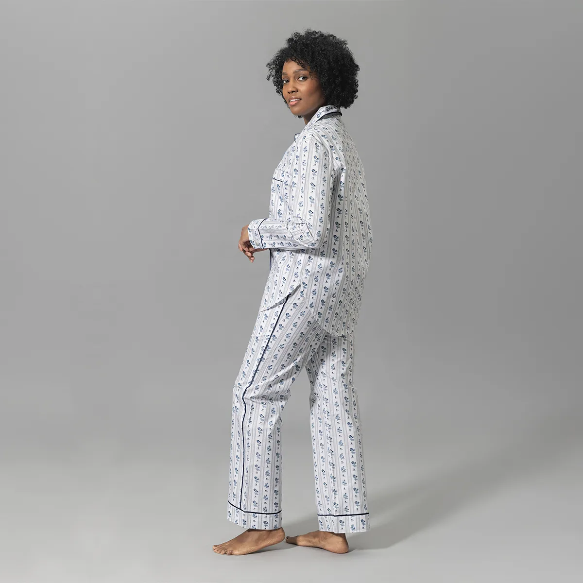 Schumacher Cabanon Stripe Pajama Set in Blue