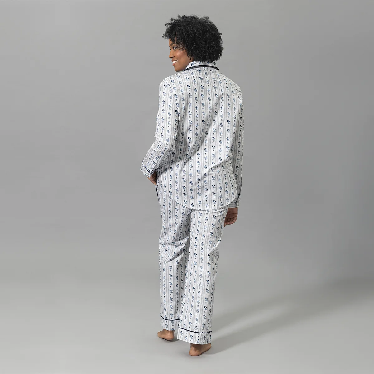 Schumacher Cabanon Stripe Pajama Set in Blue