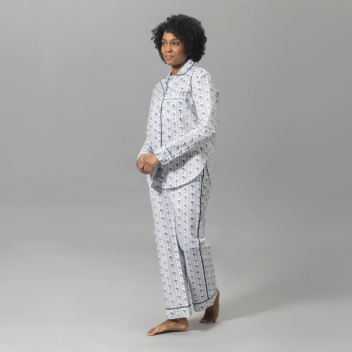 Schumacher Cabanon Stripe Pajama Set in Blue