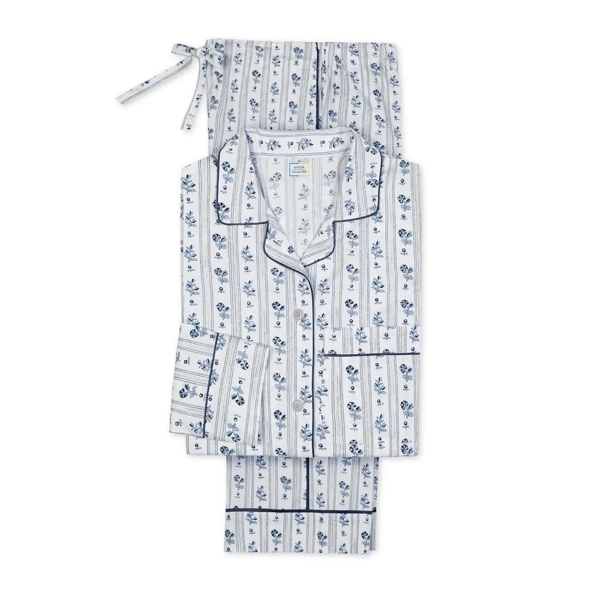 Schumacher Cabanon Stripe Pajama Set in Blue