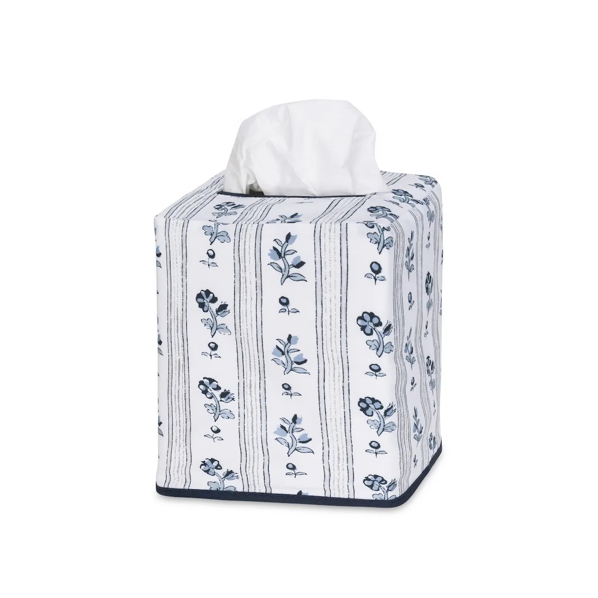 Schumacher Cabanon Stripe Tissue Box Cover in Blue (MSC056TISSUEBL)