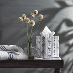 MSC056TISSUEBL | Cabanon Stripe Tissue Box Cover - Blue Schumacher Cabanon Stripe Tissue Box Cover in Blue (MSC056TISSUEBL)