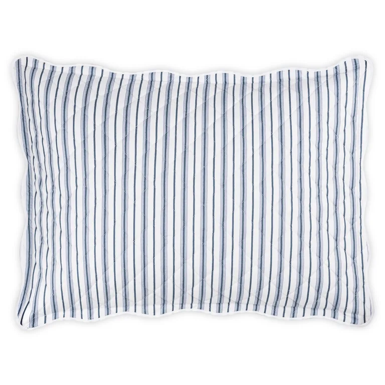Schumacher Calypso Quilted Sham in Prussian Blue