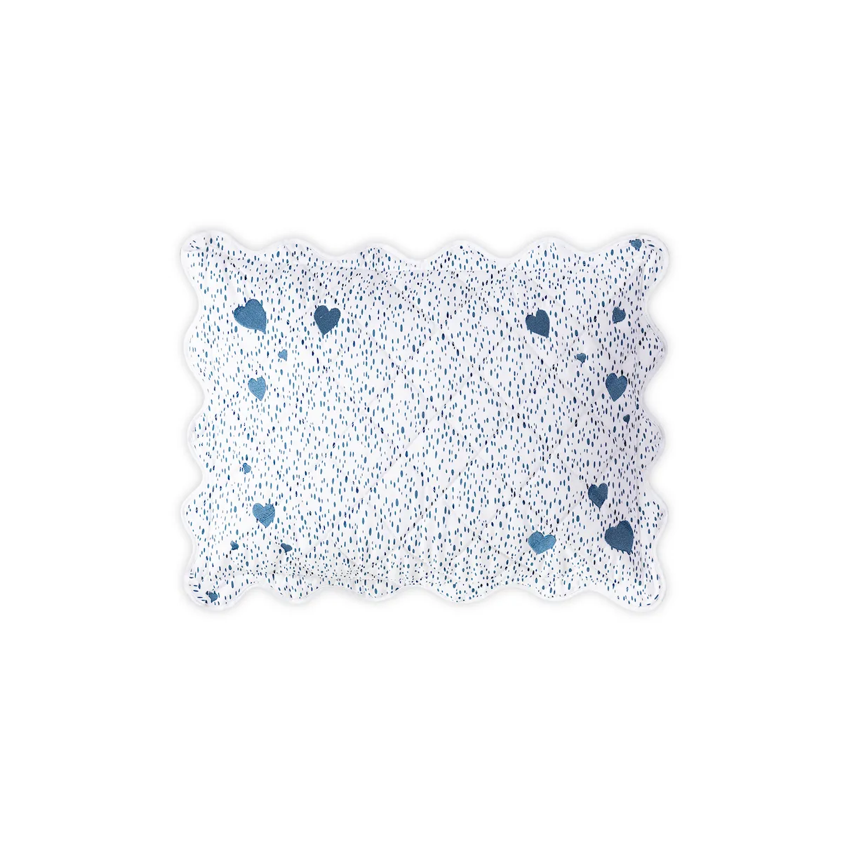 Schumacher Celine Hearts Mini Pillow in Prussian Blue (MSC033QBSHAP8)