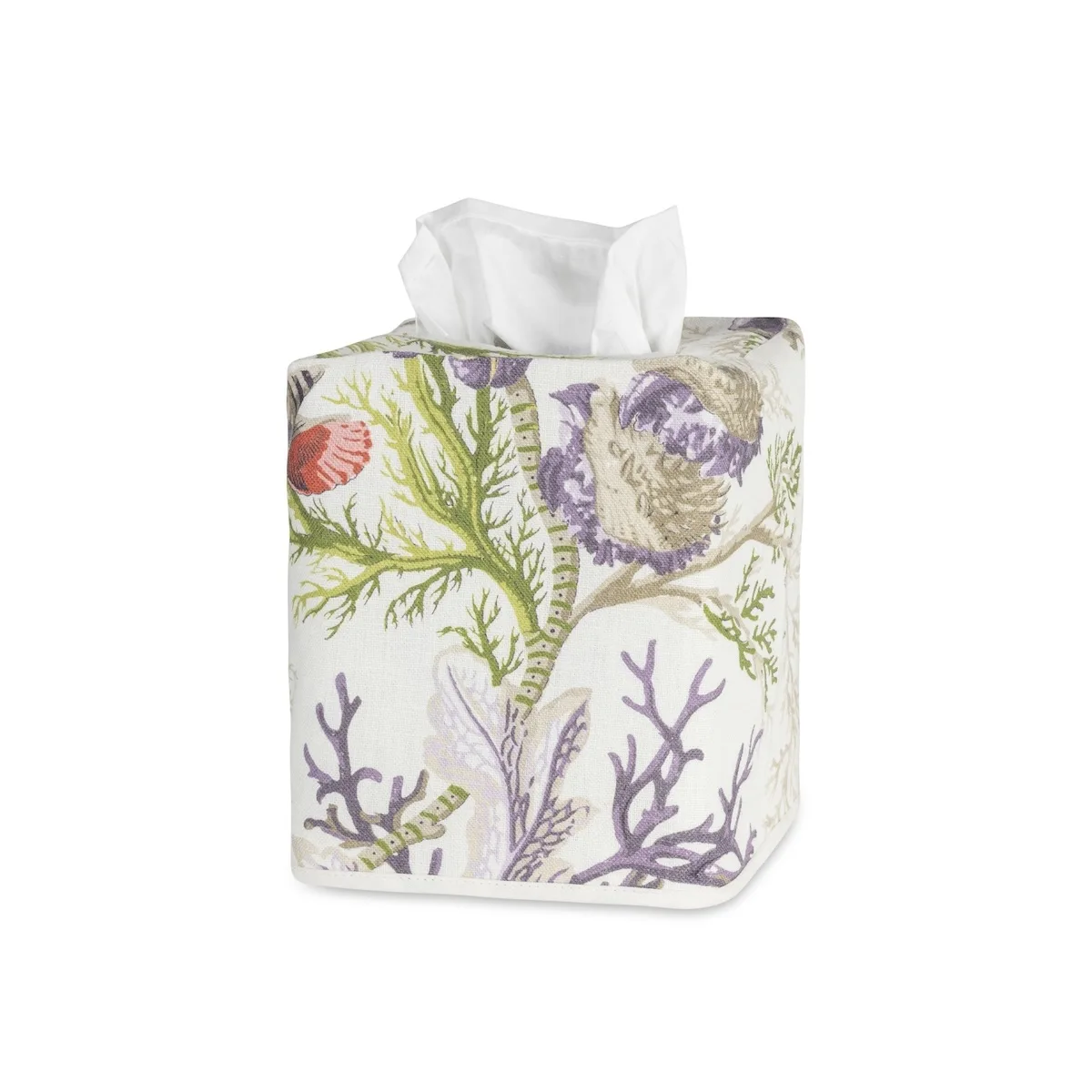 Schumacher Del Tesoro Linen Tissue Box Cover in Sea Orchid (MSC053TISSUEOD)