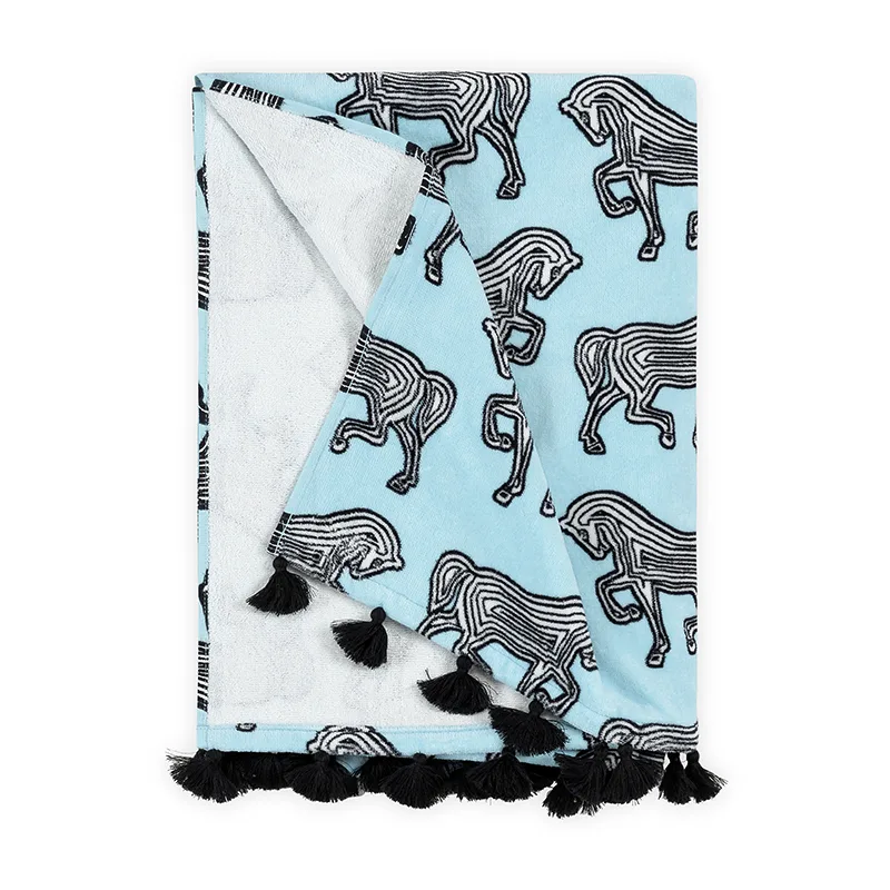 Schumacher Faubourg Beach Towel in Ocean (MSC007BCHTOOC)
