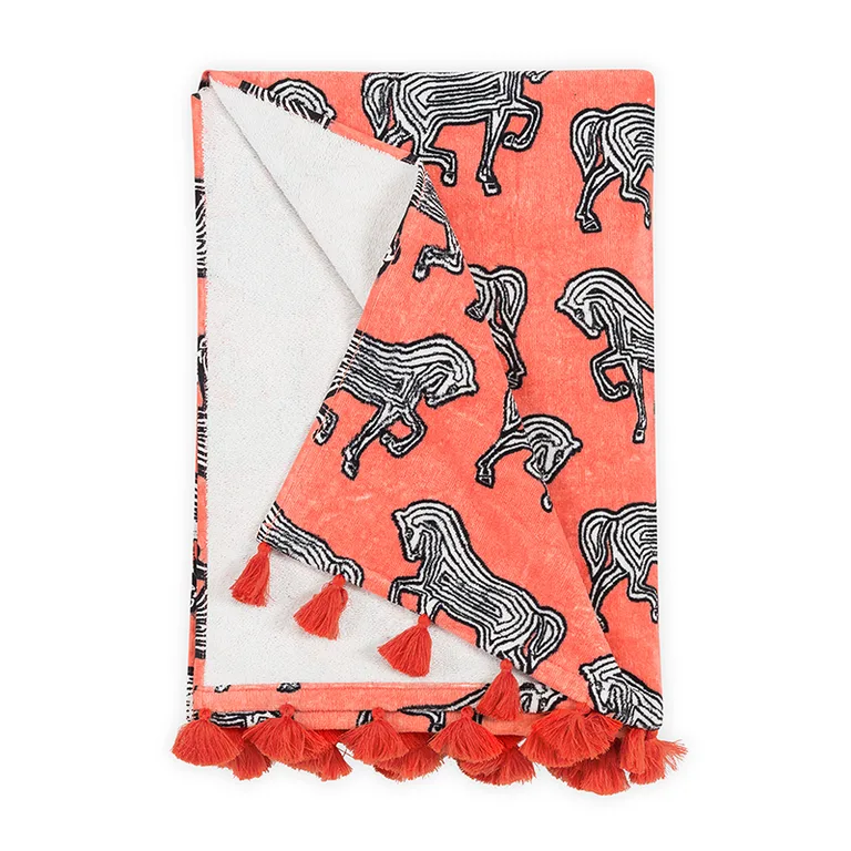 Schumacher Faubourg Beach Towel in Pink Coral (MSC007BCHTOPG)