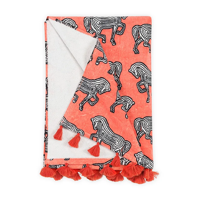 Schumacher Faubourg Beach Towel in Pink Coral (MSC007BCHTOPG)