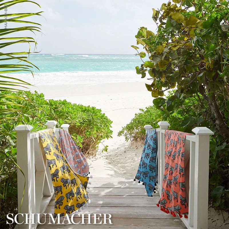 MSC007BCHTOPG | Faubourg Beach Towel - Pink Coral Schumacher Faubourg Beach Towel in Pink Coral (MSC007BCHTOPG)