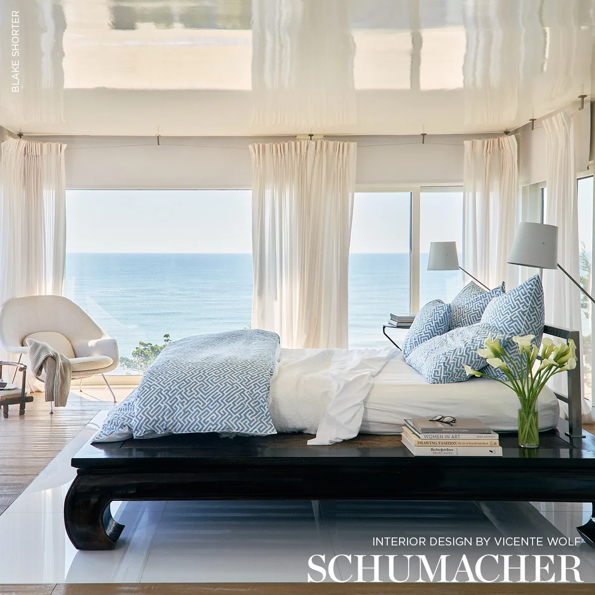 Schumacher Gabriel Duvet Cover in Stony Blue