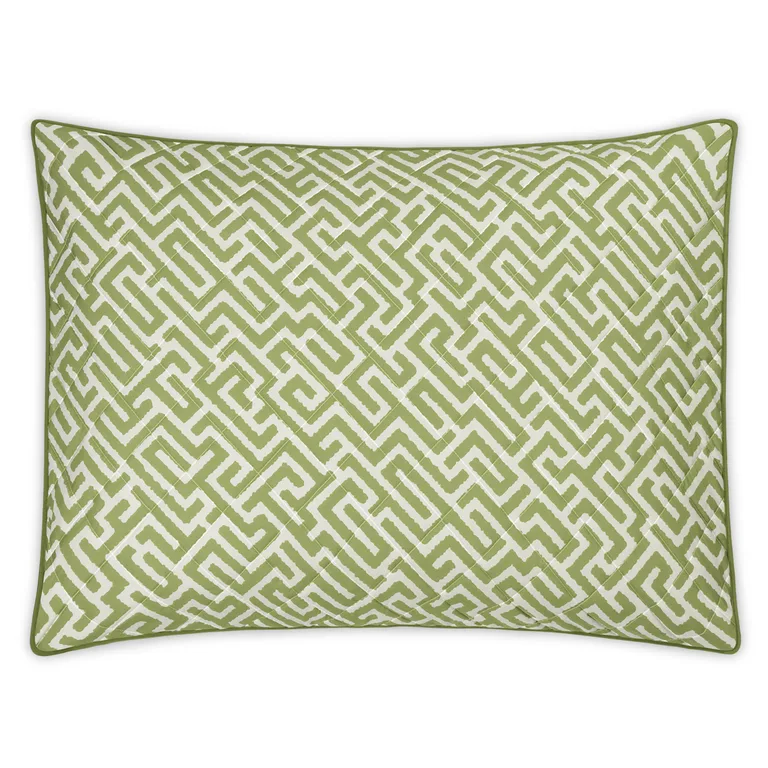 Schumacher Gabriel Quilted Sham in Grass