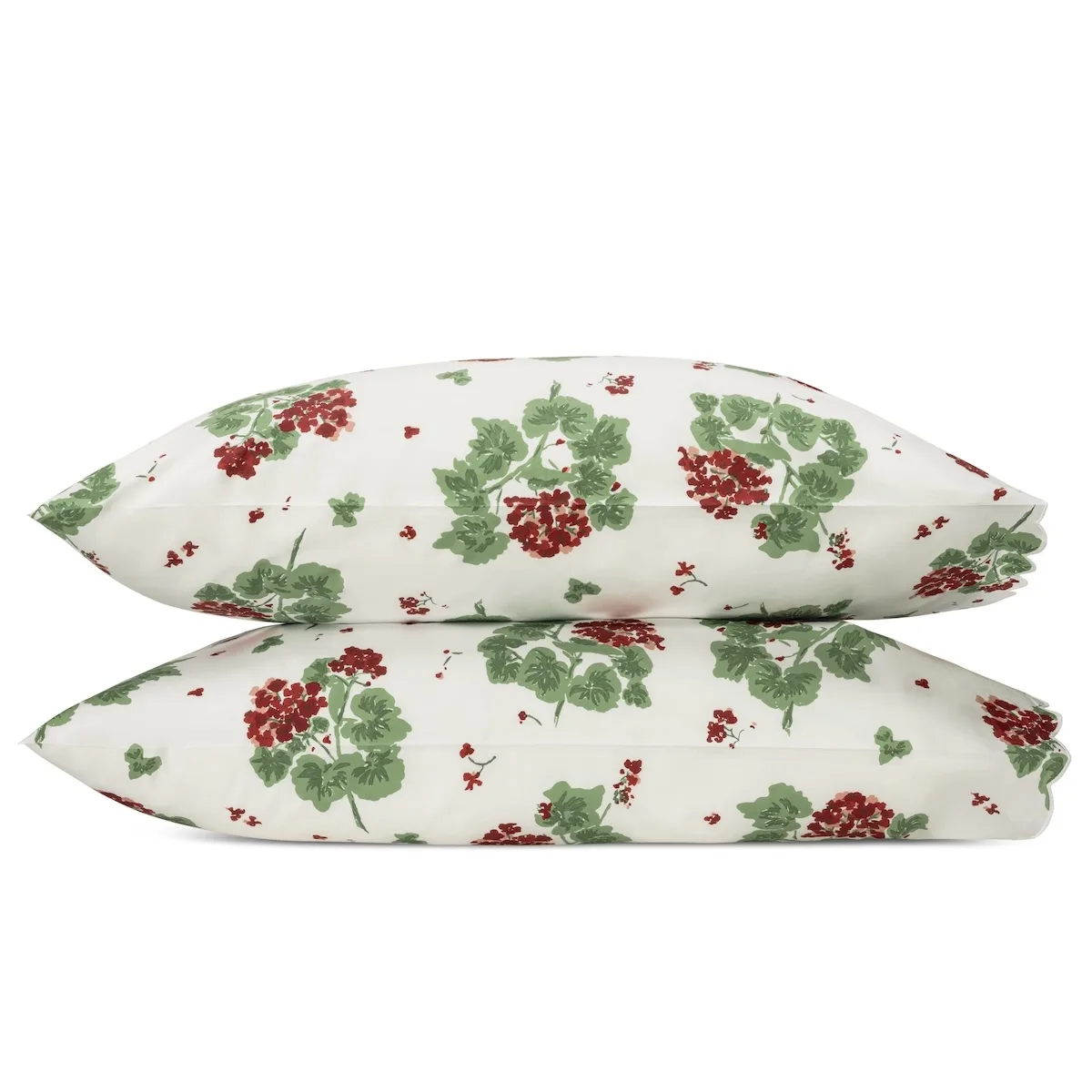 Schumacher Geranium Pillowcases in Scarlet