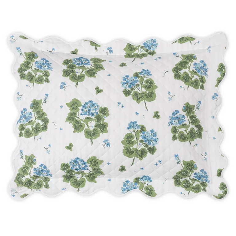 Schumacher Geranium Quilted Sham in Blue