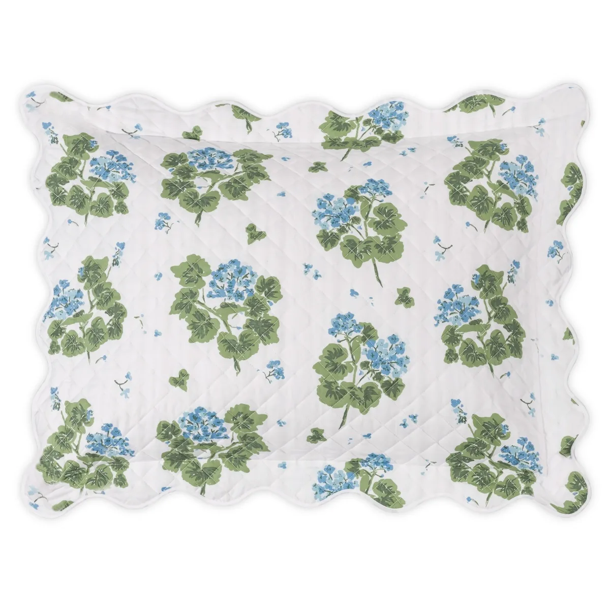 Schumacher Geranium Quilted Sham in Blue