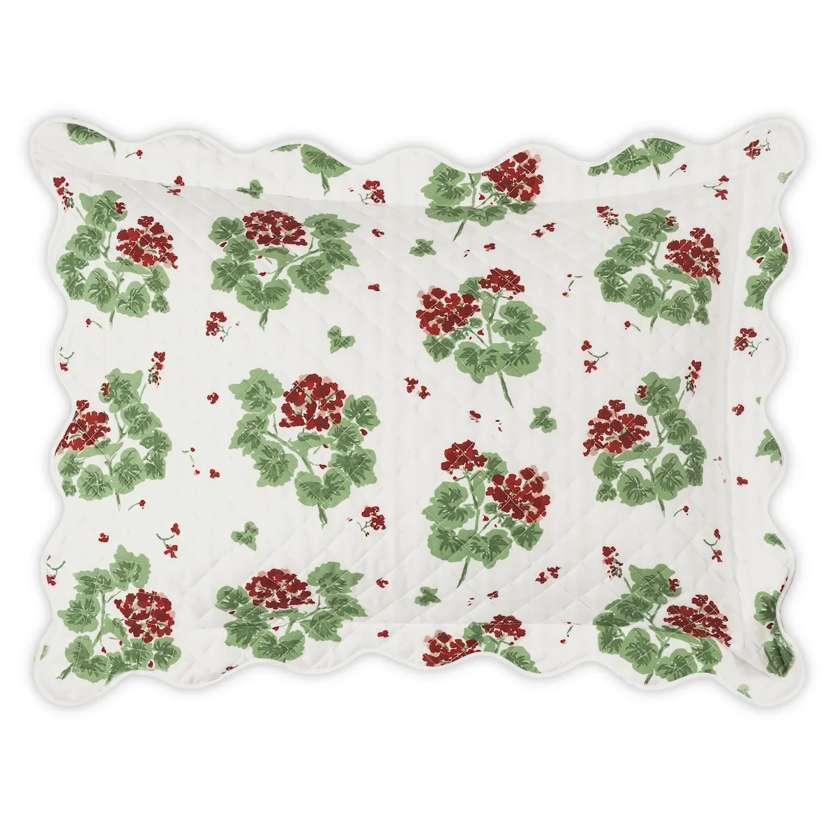 Schumacher Geranium Quilted Sham in Scarlet