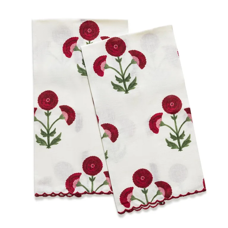 Schumacher Gisele Guest Towel, Set of 2 in Scarlet (MSC045GTOW21C)
