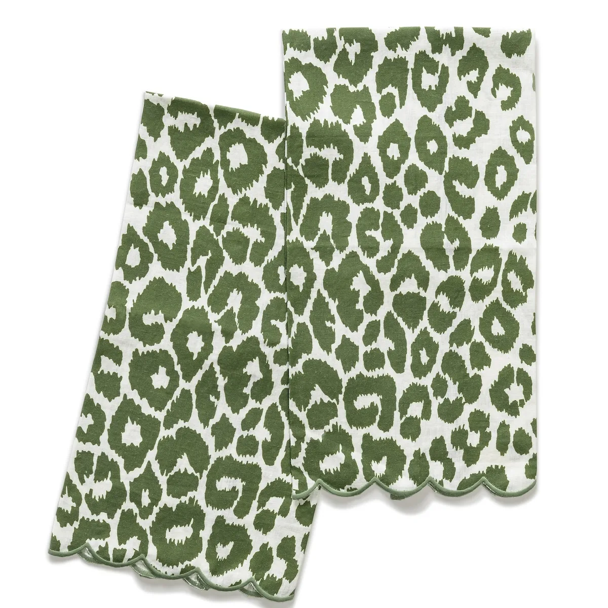 Schumacher Iconic Leopard Guest Towel Set in Green (MSC022GTOW2RG)