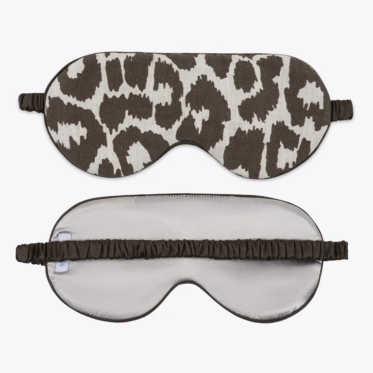 Schumacher Iconic Leopard Linen Sleep Mask in Cinder (MSC070SMSK1D)