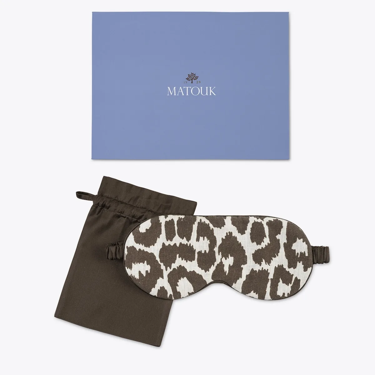 Schumacher Iconic Leopard Linen Sleep Mask in Cinder (MSC070SMSK1D)
