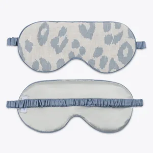 Schumacher Iconic Leopard Linen Sleep Mask in Sky (MSC070SMSKSY)