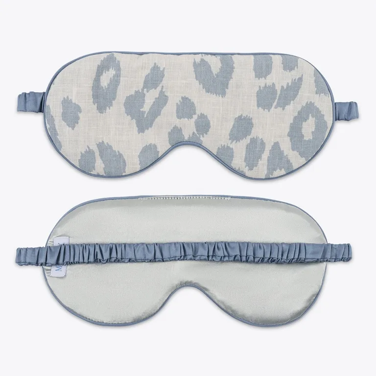 Schumacher Iconic Leopard Linen Sleep Mask in Sky (MSC070SMSKSY)
