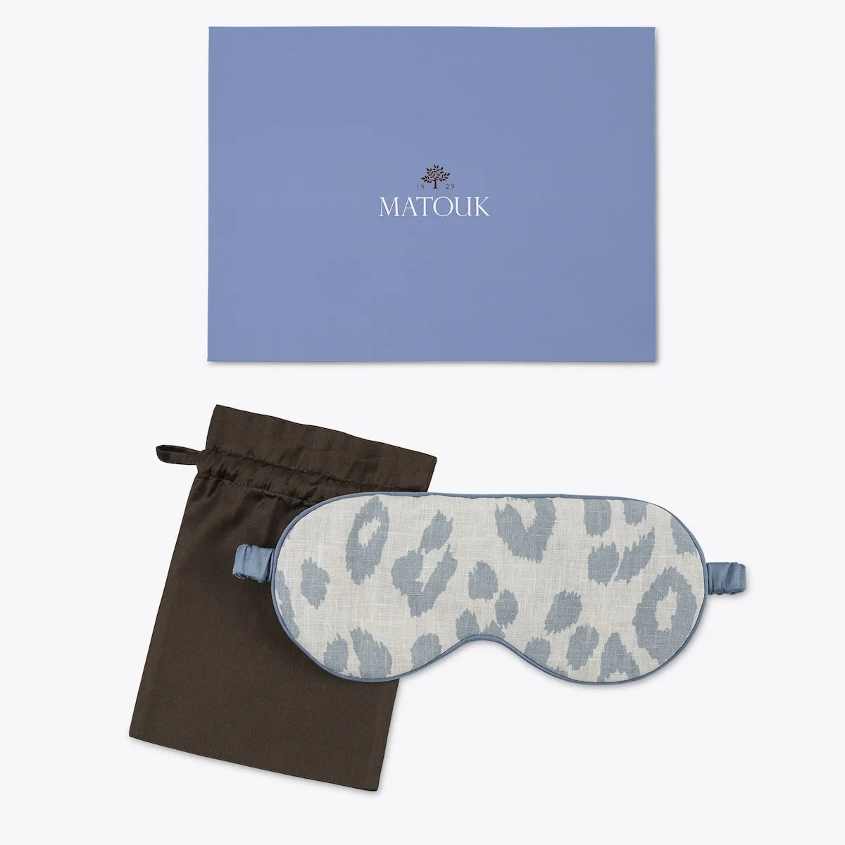 Schumacher Iconic Leopard Linen Sleep Mask in Sky (MSC070SMSKSY)