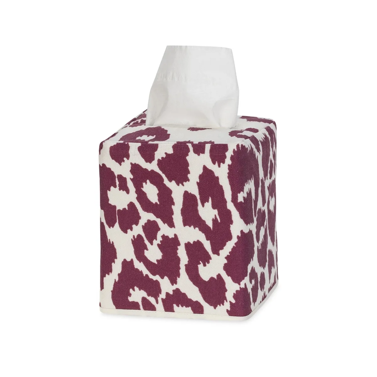 Schumacher Iconic Leopard Tissue Box Cover in Crimson (MSC022TISSUECQ)