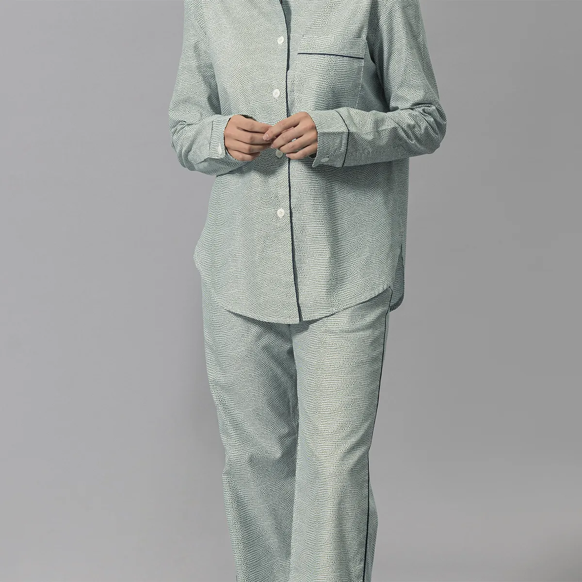 Schumacher Jasper Pajama Set in Green/Navy
