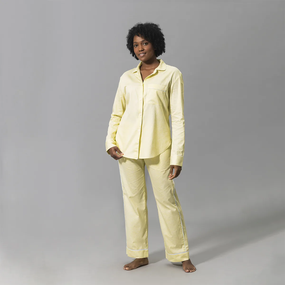 Schumacher Jasper Pajama Set in Lemon/Blue