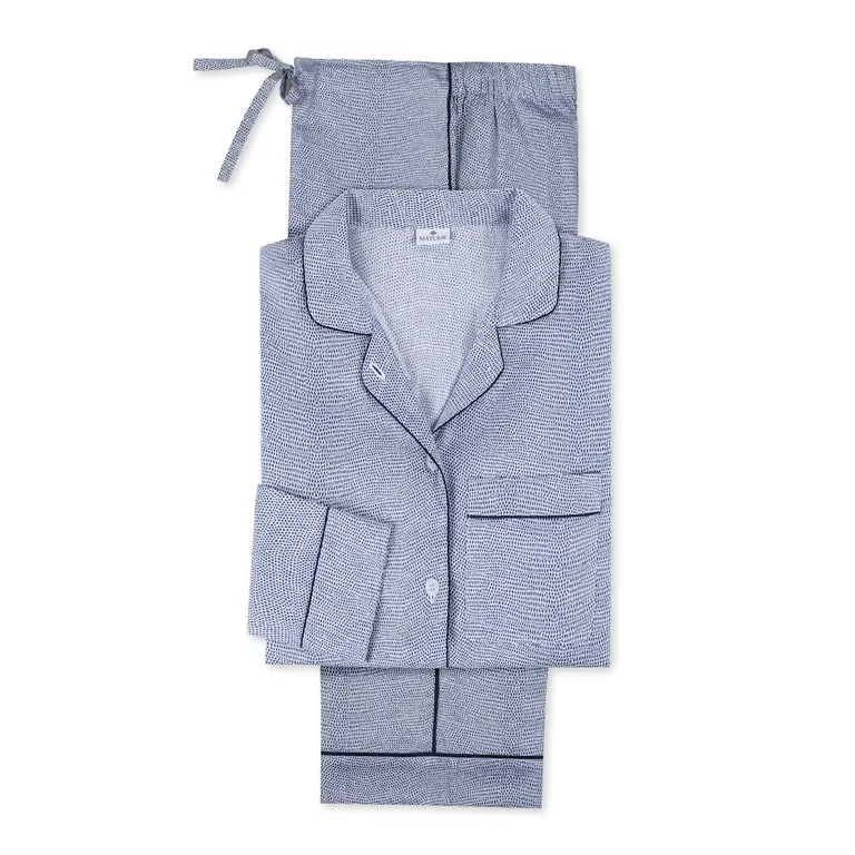Schumacher Jasper Pajama Set in Steel Blue/Navy