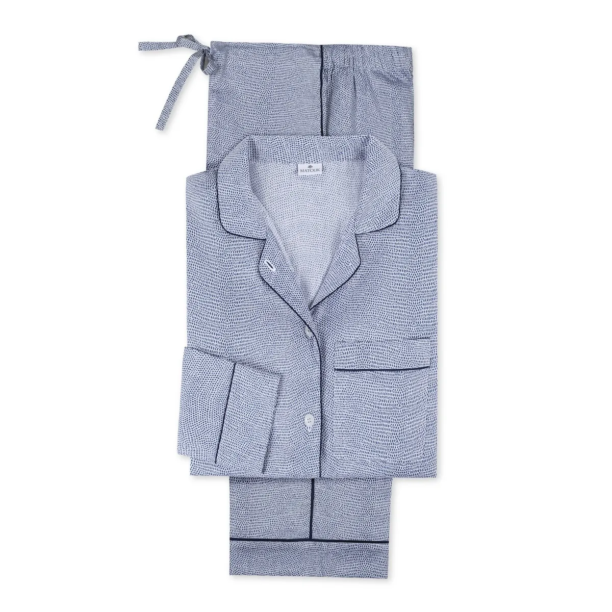 Schumacher Jasper Pajama Set in Steel Blue/Navy