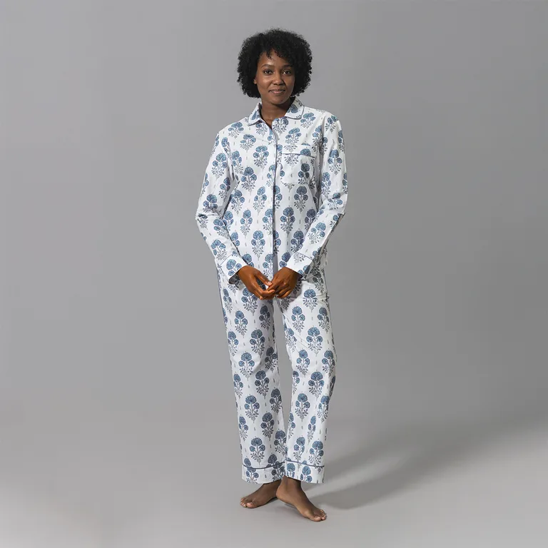 Schumacher Joplin Pajama Set in Mineral Blue