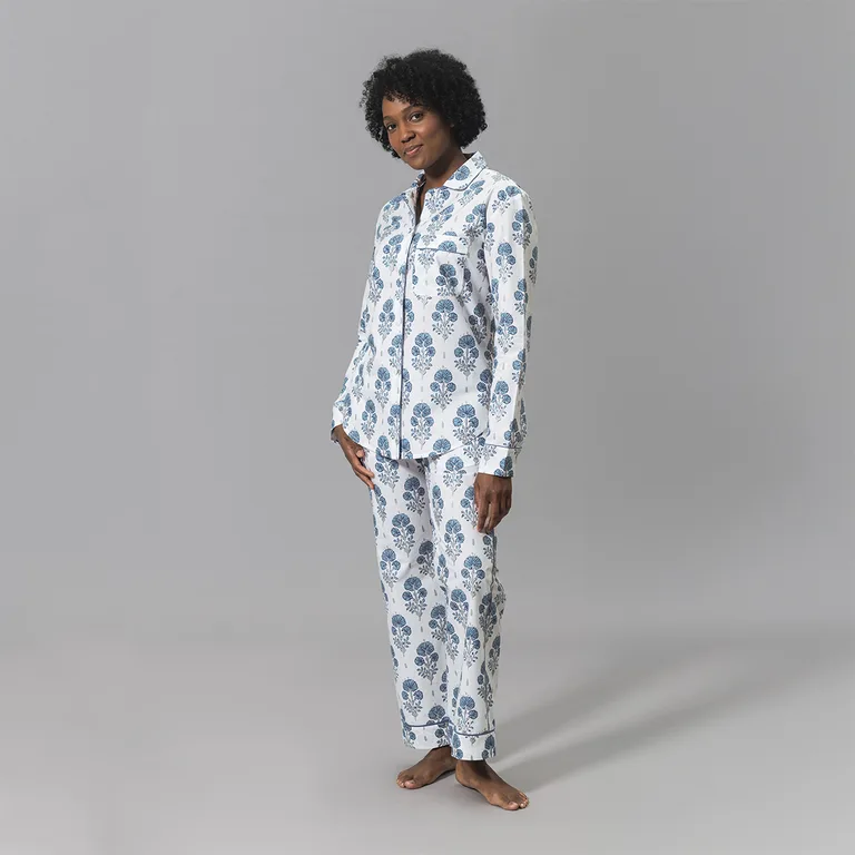 Schumacher Joplin Pajama Set in Mineral Blue