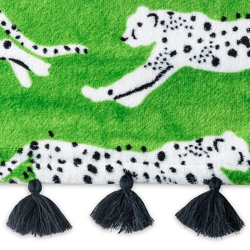 MSC015BCHTOGR | Leaping Leopard Beach Towel - Grass Schumacher Leaping Leopard Beach Towel in Grass (MSC015BCHTOGR)