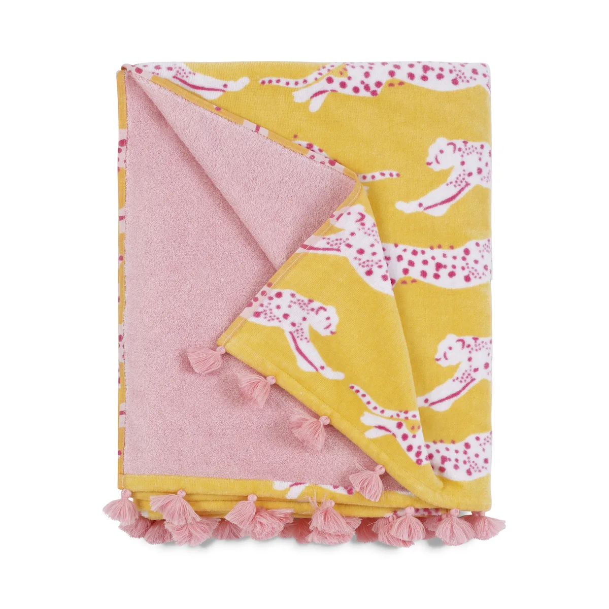 Schumacher Leaping Leopard Beach Towel in Lemonade (MSC015BCHTOLO)