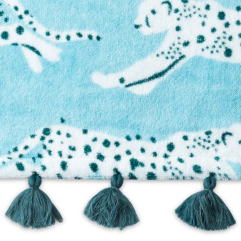 MSC015BCHTOSF | Leaping Leopard Beach Towel - Surf Schumacher Leaping Leopard Beach Towel in Surf (MSC015BCHTOSF)