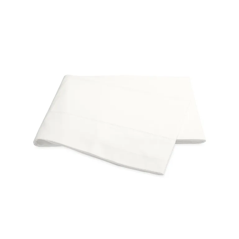 Schumacher Luca Hemstitch Flat Sheet in Bone