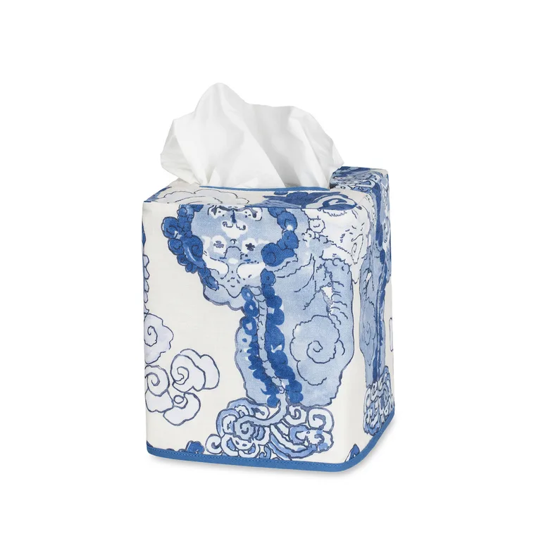 Schumacher Magic Mountain Tissue Box Cover in Porcelain Blue (MSC032TISSUEPD)
