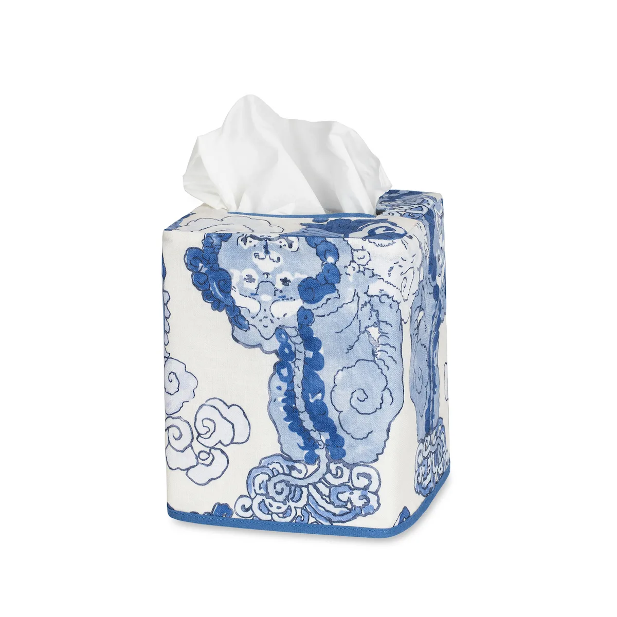 Schumacher Magic Mountain Tissue Box Cover in Porcelain Blue (MSC032TISSUEPD)