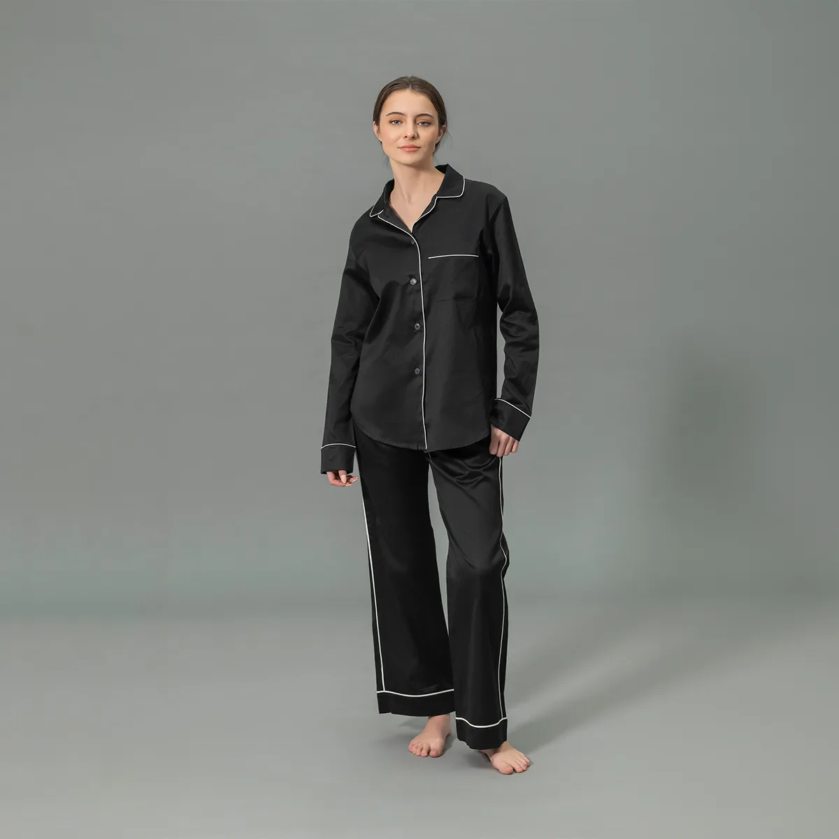 Schumacher Nocturne Pajama Set in Black/Bone